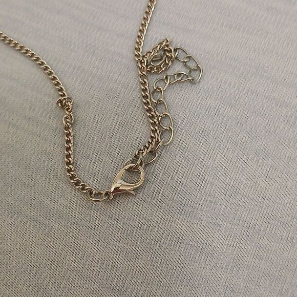 🩷Silvertone stoned Necklace. Unique design, brown/gray/blue stones - Picture 3 of 4